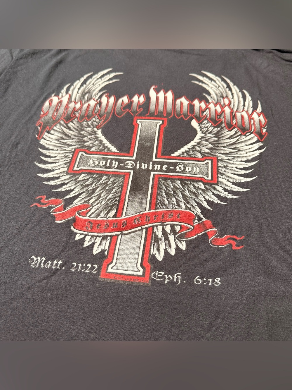 Fruit Of The Loom Prayer Warrior Graphic Tee - Black & Red